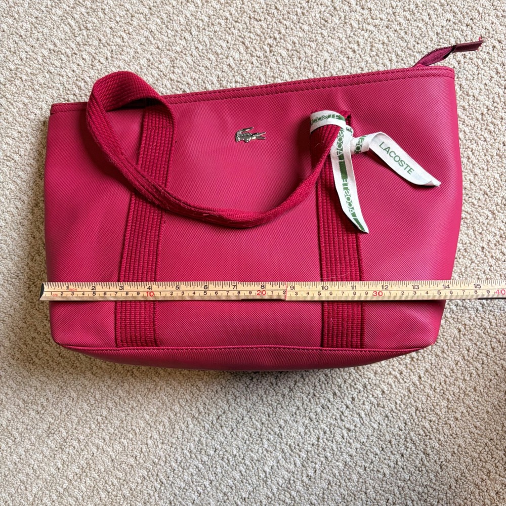 Lacoste L.12.12 Concept Zip Tote Bag Magenta Pink Pique PVC Shoulder Bag - Picture 6 of 8